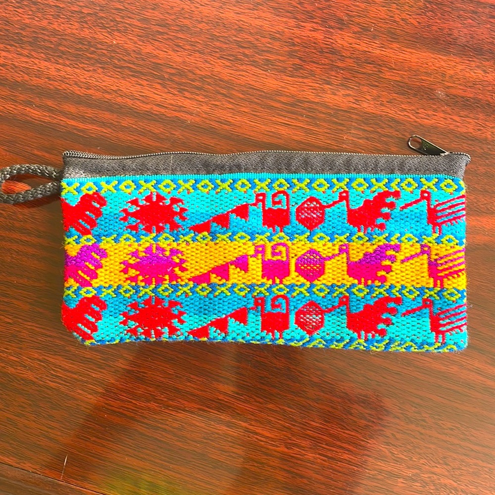 Colorful embroidered boho hippie ethnic zipped lined wallet